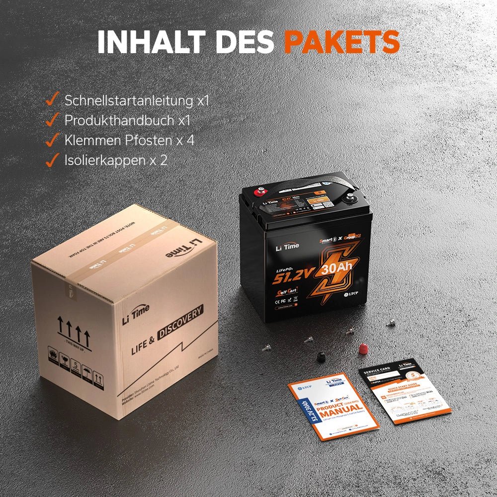 LiTime 48V 30Ah GC2 Bluetooth Lithium Batterie – LiFePO4 mit 100A BMS