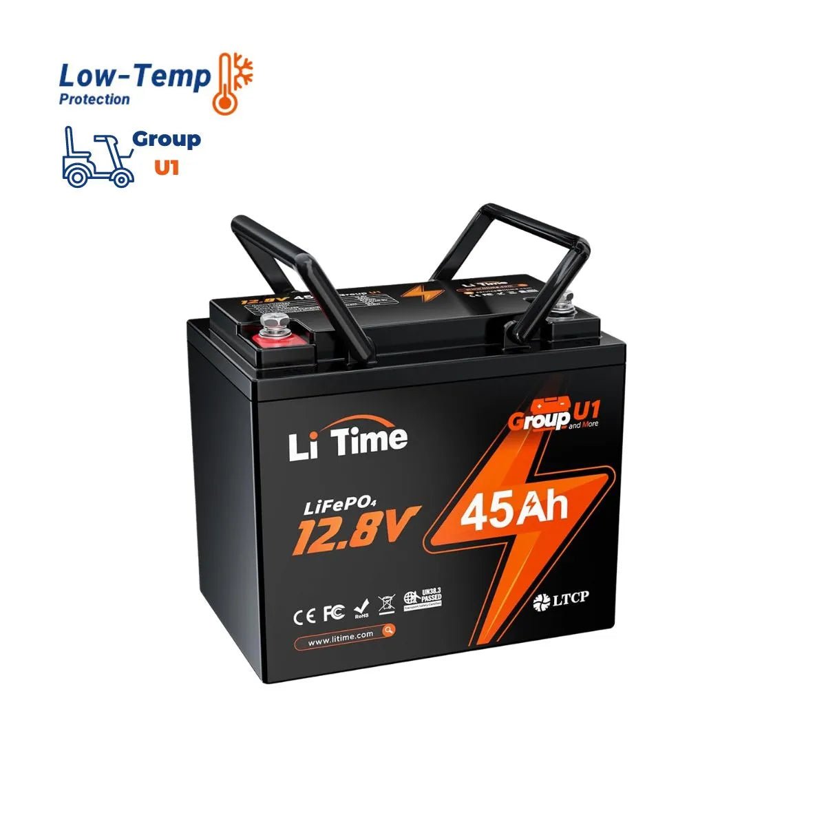 LiTime 12V 45Ah Group U1 Deep Cycle Lithium-Batterie Rollstuhl und