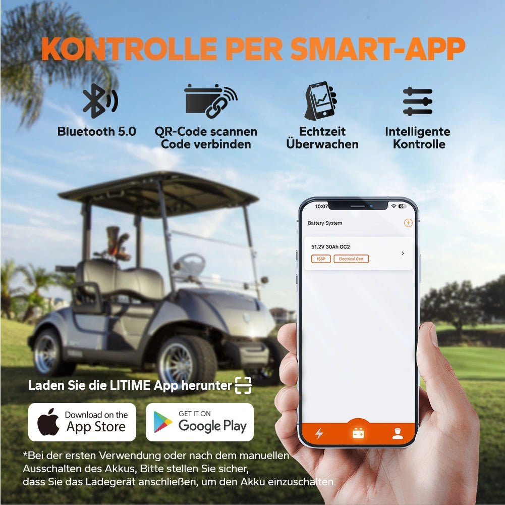 LiTime 48V 30Ah GC2 Bluetooth Lithium Batterie – LiFePO4 mit 100A BMS
