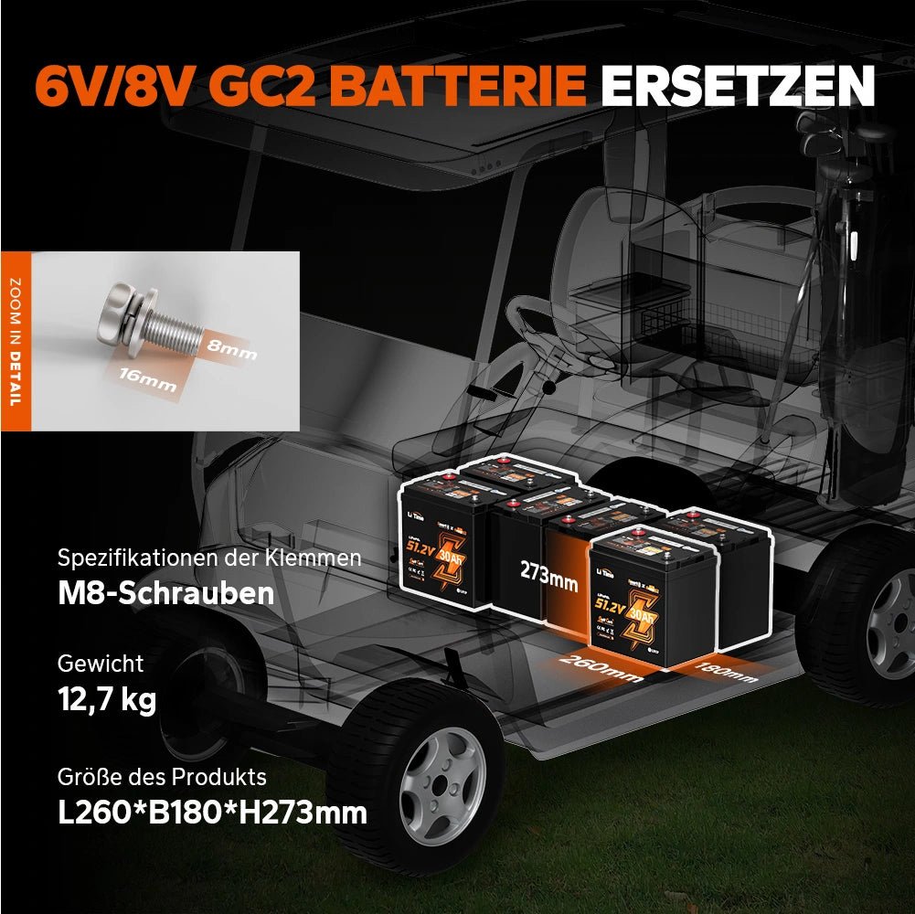 LiTime 48V 30Ah GC2 Bluetooth Lithium Batterie – LiFePO4 mit 100A BMS
