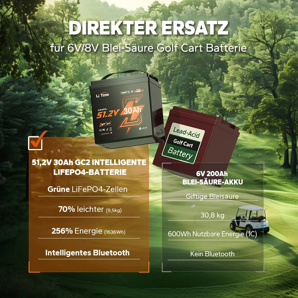 LiTime 48V 30Ah GC2 Bluetooth Lithium Batterie – LiFePO4 mit 100A BMS
