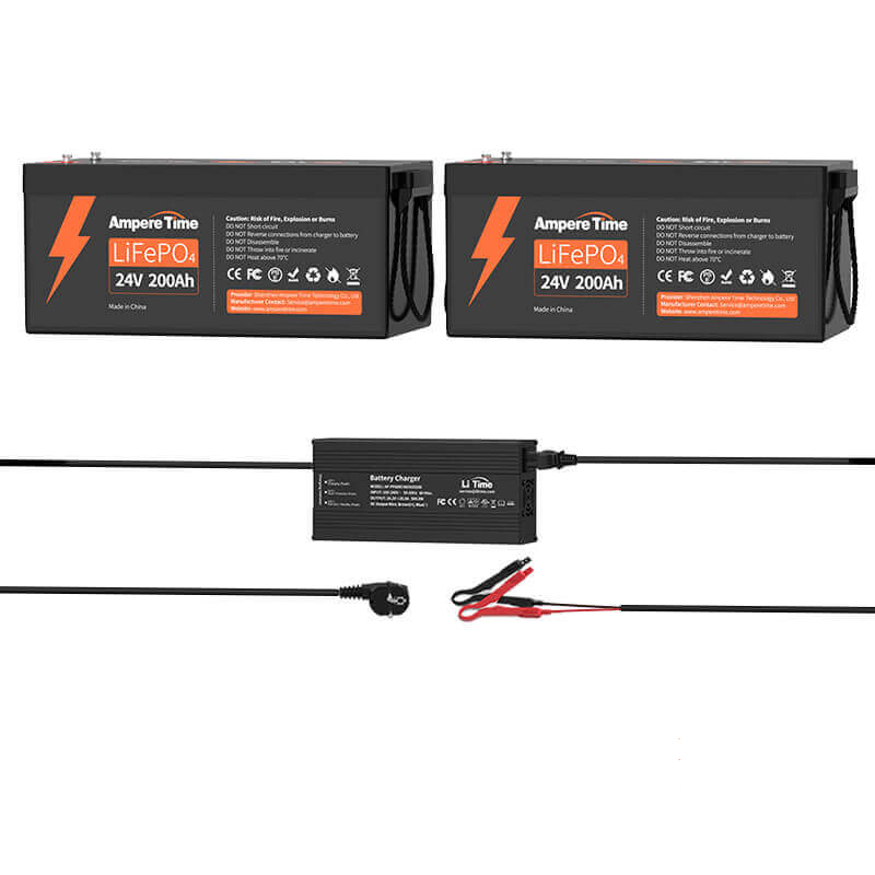 Ampere Time 24V 200Ah 5.12kWh Tiefzyklus LiFePO4 Batterie mit längerer