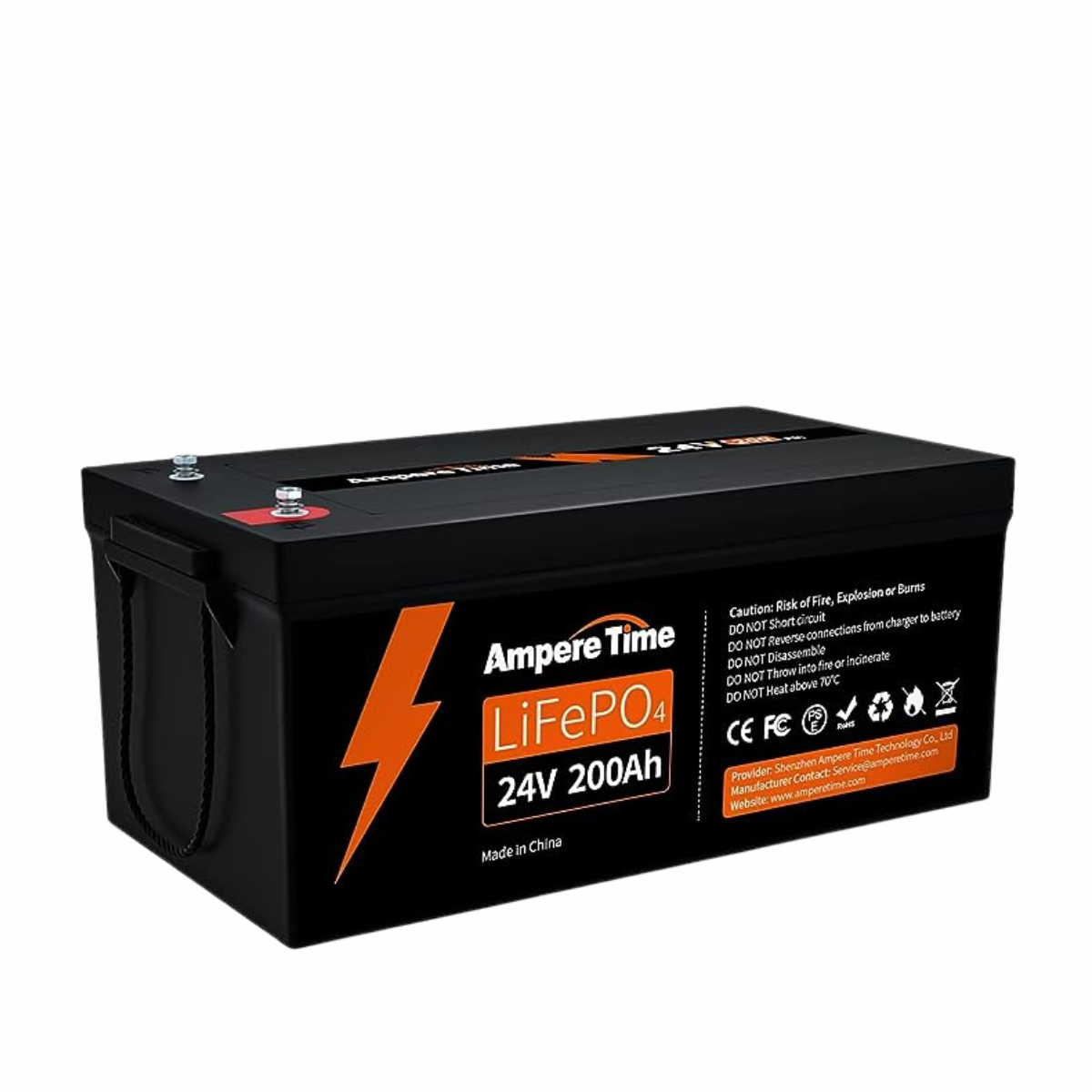 Ampere Time 24V 200Ah 5.12kWh Tiefzyklus LiFePO4 Batterie mit längerer