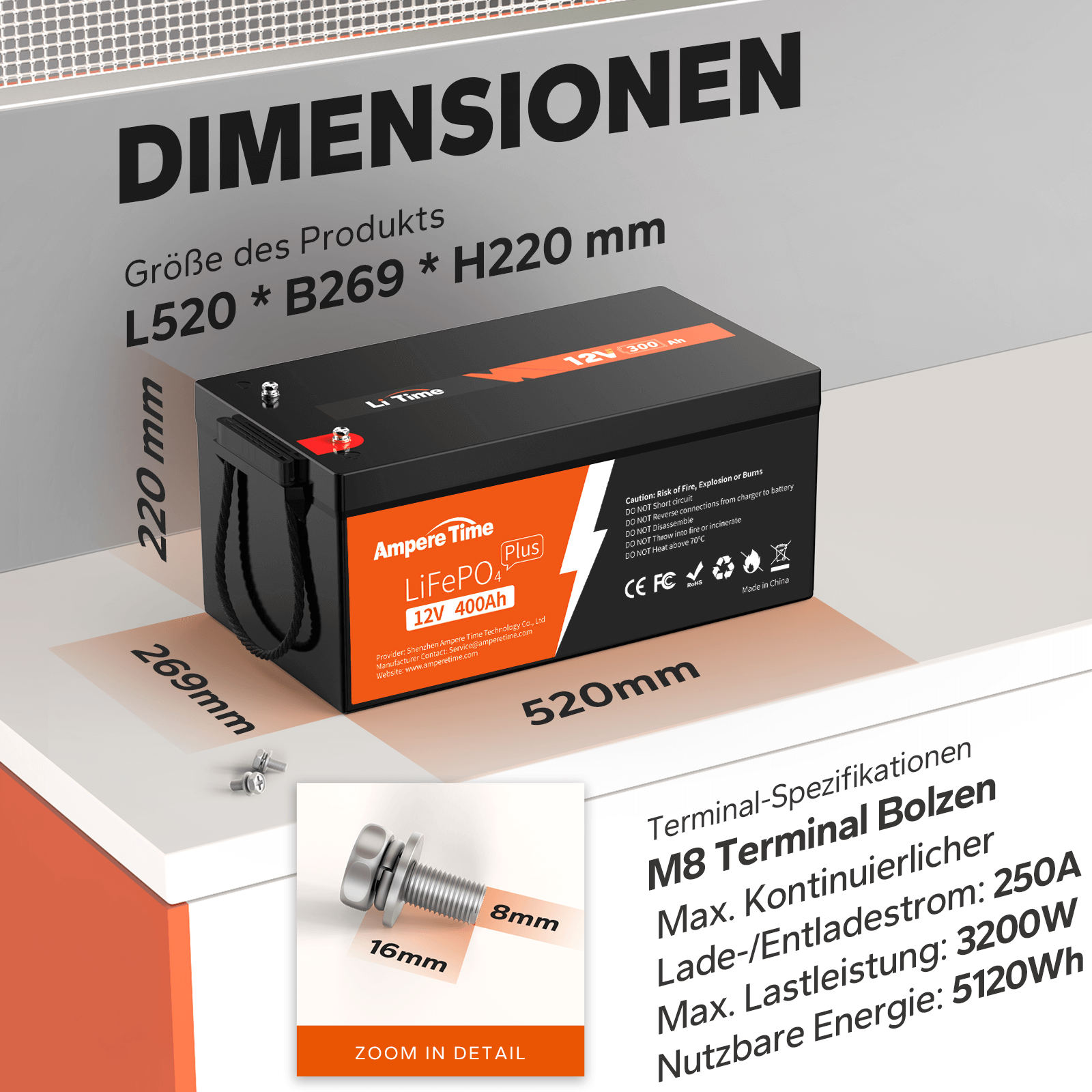 Gebraucht Ampere Time 12V 400Ah LiFePO4 Batterie
