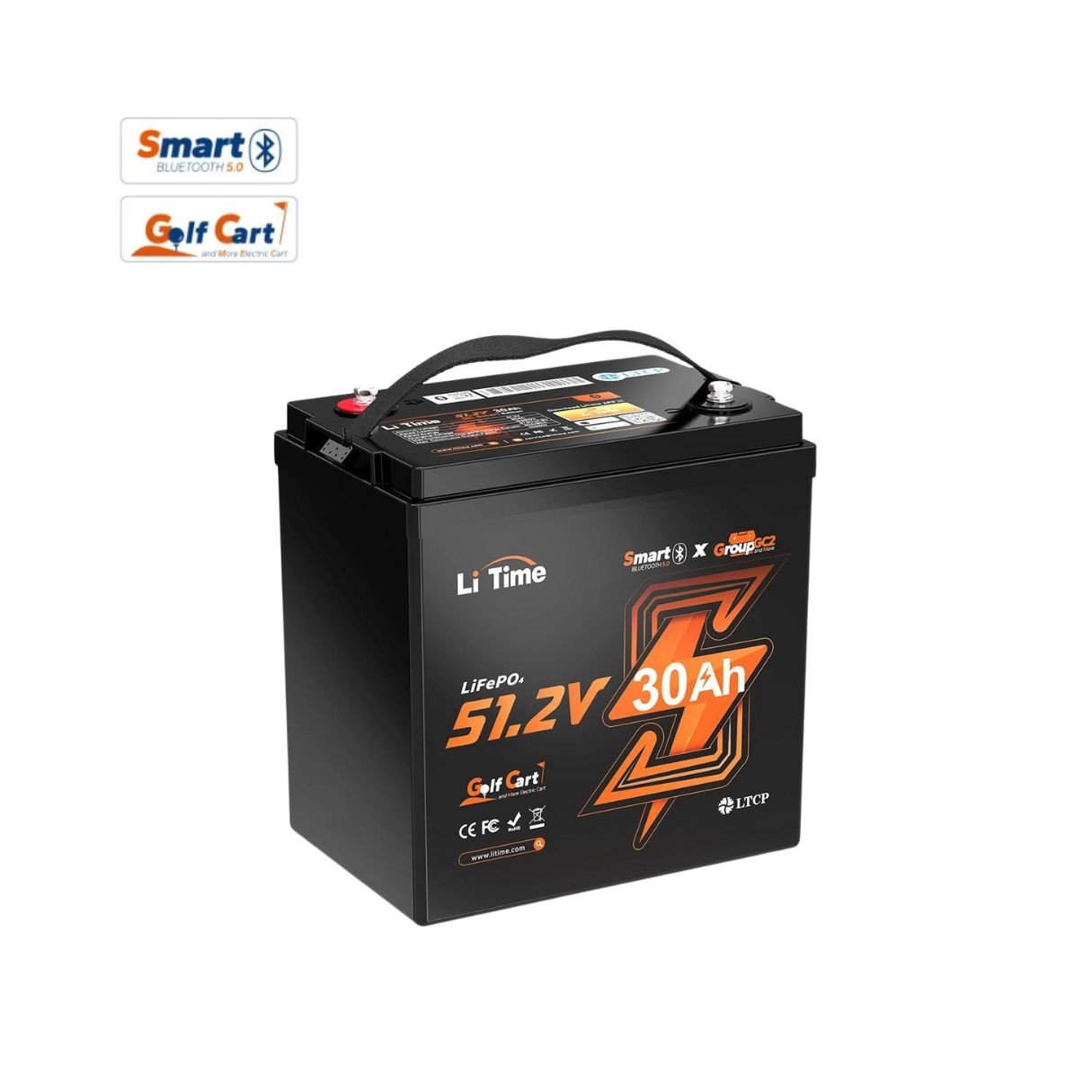 LiTime 48V 30Ah GC2 Bluetooth Lithium Batterie – LiFePO4 mit 100A BMS
