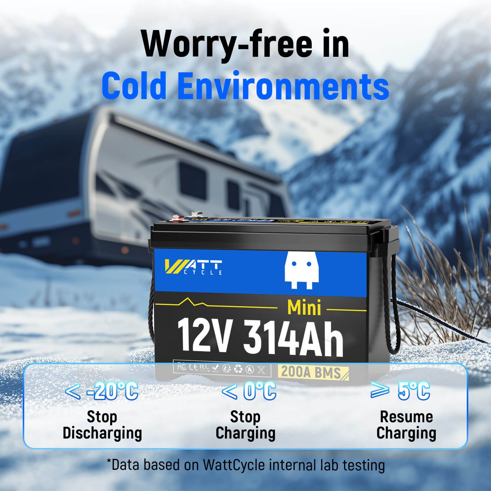 WattCycle 12V 314Ah Mini Deep Cycle Lithium Battery (Regular Version