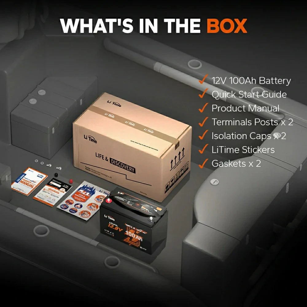 LiTime 12V 100Ah Smart LiFePO4 Marine-Batterie für elektrischen