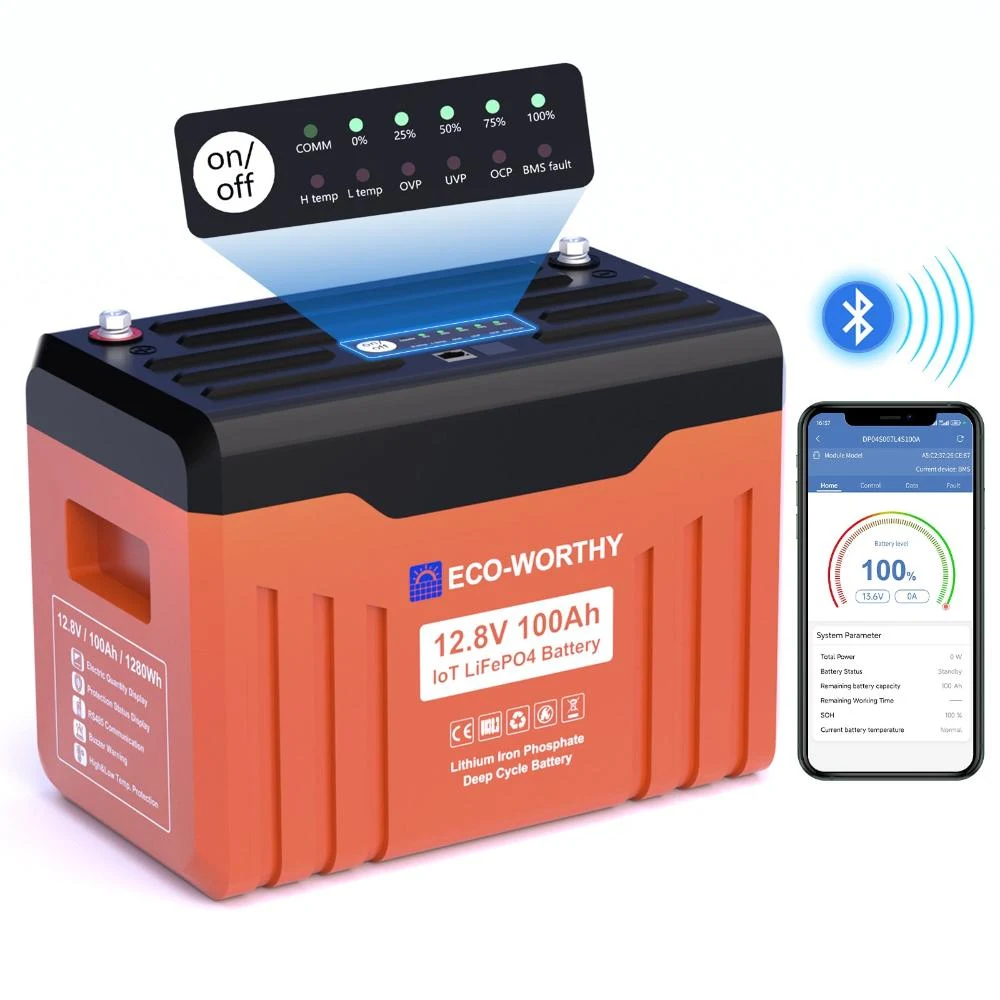 ECO-WORTHY EnergyTrek 12V 100Ah LED LiFePO4 Battery - EnergyTrek 12V 100Ah LiFePO4 Battery - LED
