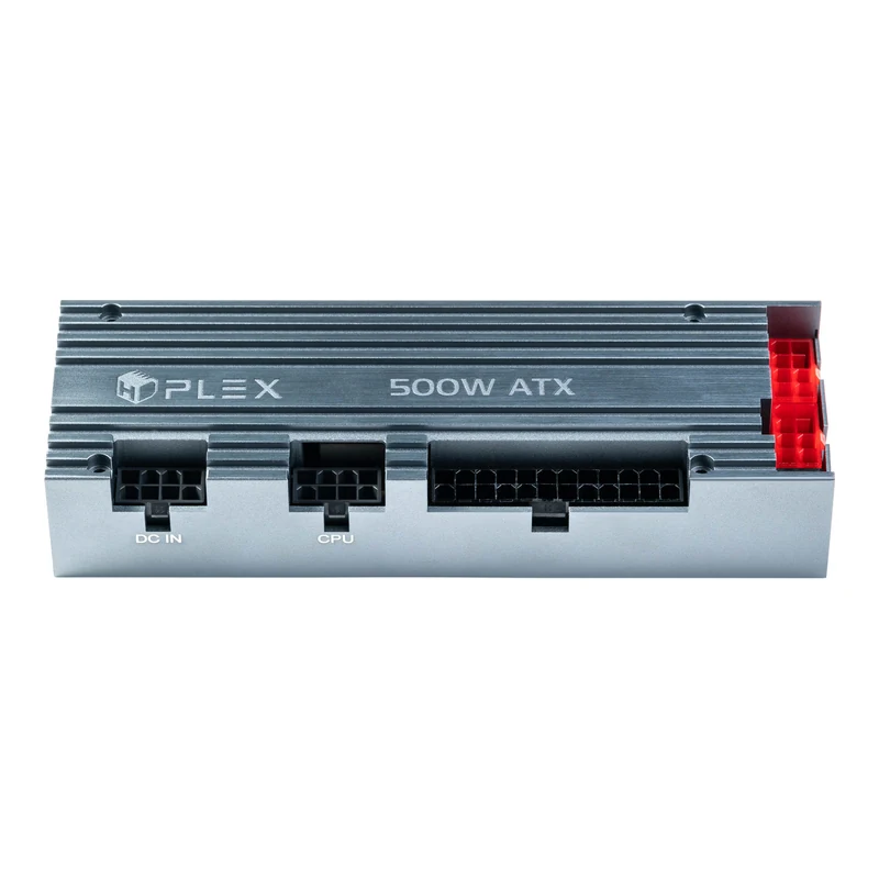 PVShop 500W DC-ATX power supply, 12–48V DC – connector layout with DC IN and CPU headers