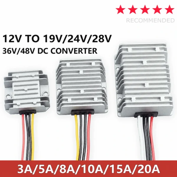 12V à 19V 24V 28V 36V 48V Convertisseur Boost DC-DC fiable 3A 5A 8A 10A 15A Module d'alimentation élévateur de régulateur de tension 20A pour voiture
