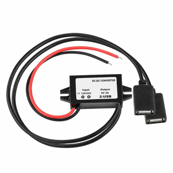DC-DC 12V 24V à 5V 3A 15W Convertisseur de puissance de voiture Type-C USB Adaptateur de sortie d'alimentation abaisseur de tension avec protection inverse