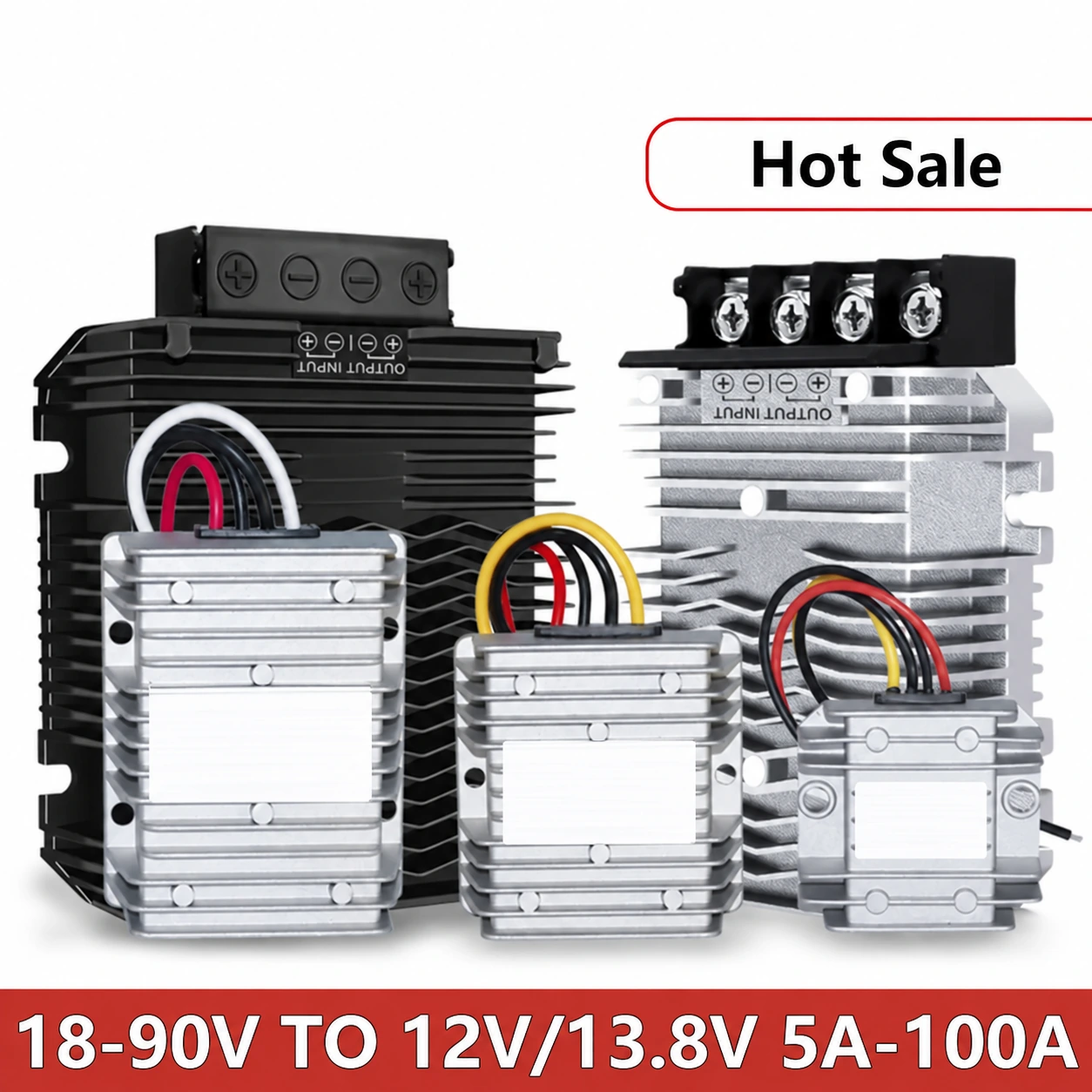 24V 36V 48V 60V 72V a 12V/13.8V 5A 10A 20A 30A 40A 50A 60A 100A DC-DC Convertitore step down Riduttore di tensione per auto