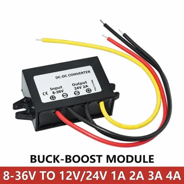 New DC 8V-36V to 12V/24V Power Converter 1A 2A 3A 4A Auto Buck Boost Regulator Step-Up/Down Voltage Stabilizer Module For Car
