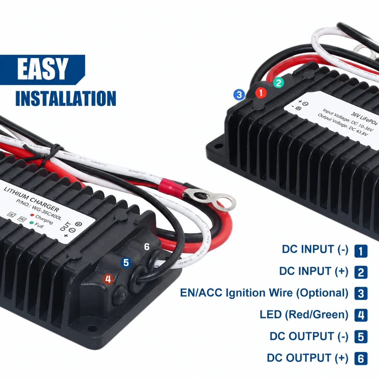 Waterproof DC 10-36V 12V 24V to DC 14.6V 29.2V 43.8V Lifepo4 Lithium Battery Charger Booster for RVs Boat Dual Battery System - Image 3