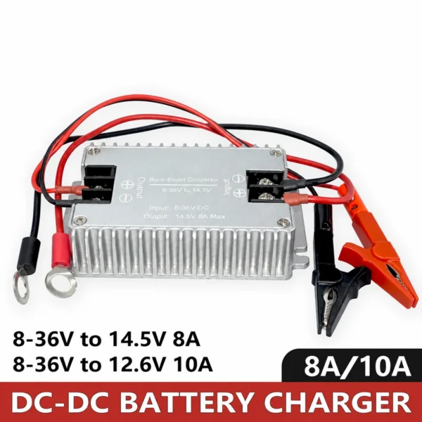 DC 8-36V 12V/24V zu DC 12.6V 14.5V 8A 10A Buck Boost Converter Booster Wasserdichtes Boots-Autobatterie-Ladegerät für Lithiumbatterien