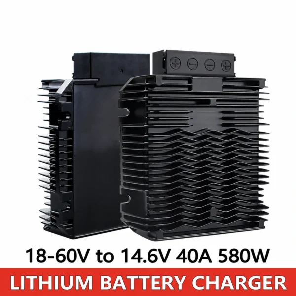 DC 14.6V 40A Lifepo4-Lithium-Batterieladegerät 18V-60V 580W Einstellbares Ladegerät für Wohnmobil-Gabelstapler-Autowäscher-Säure-Blei-Ladung