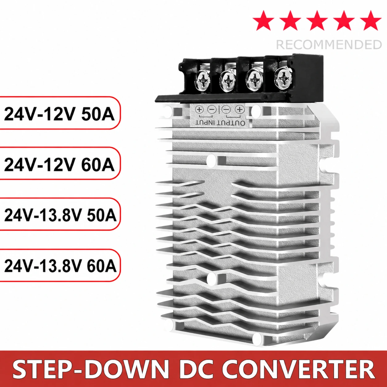 24V 36V 48V 60V 72V a 12V/13.8V 5A 10A 20A 30A 40A 50A 60A 100A DC-DC Convertitore step down Riduttore di tensione per auto - immagine 4